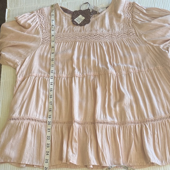 NWT Knox Rose Peasant Tiered Blouse Size XL Blush Pink 3/4 Sleeves Boho READ - Picture 8 of 14